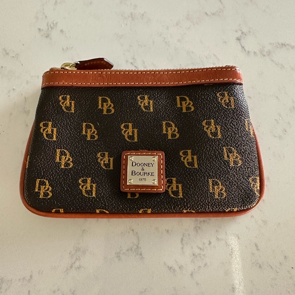 Dooney & Bourke Brown Signature Zip Pouch